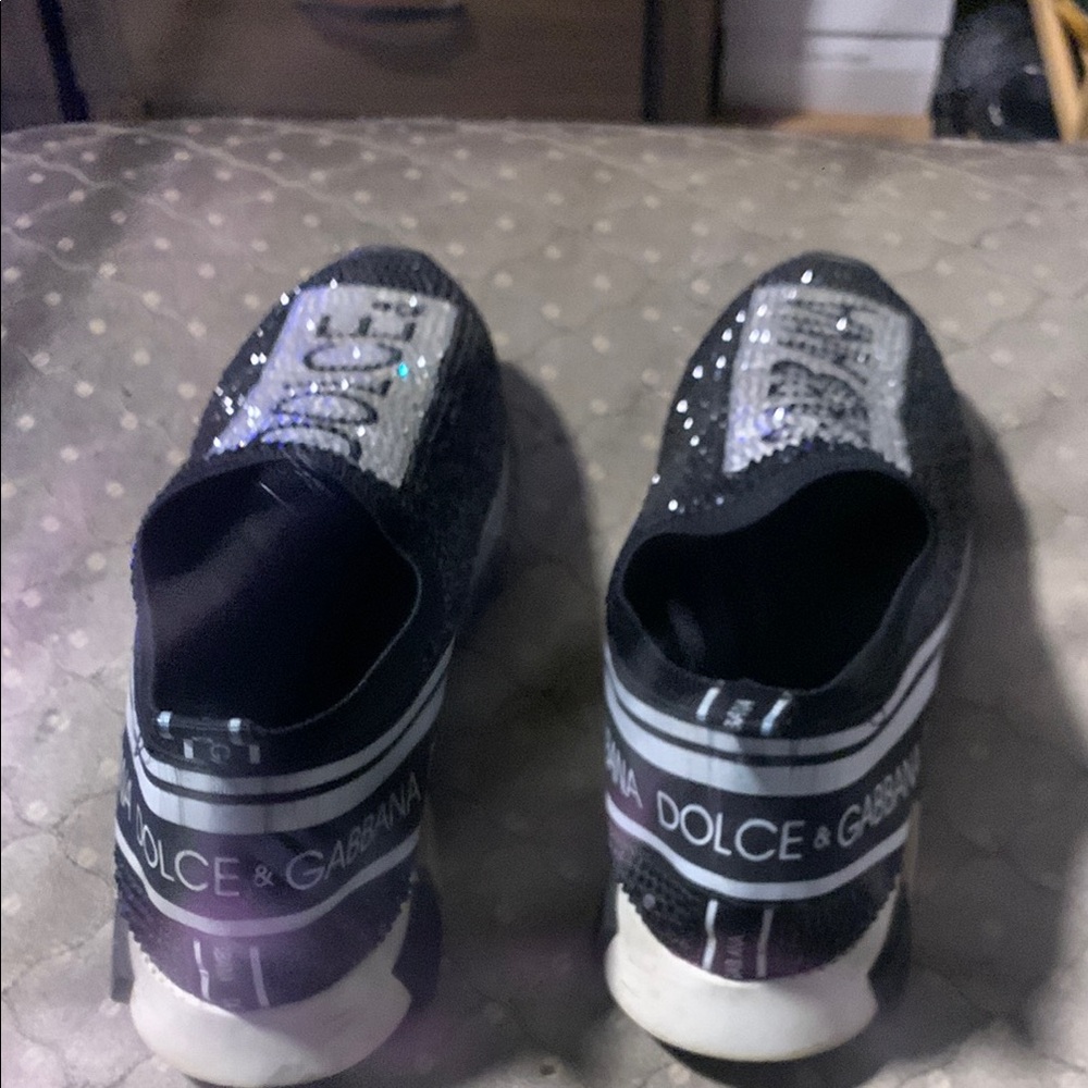 Dolce & Gabbana Black and Silver Slip-On Shoes